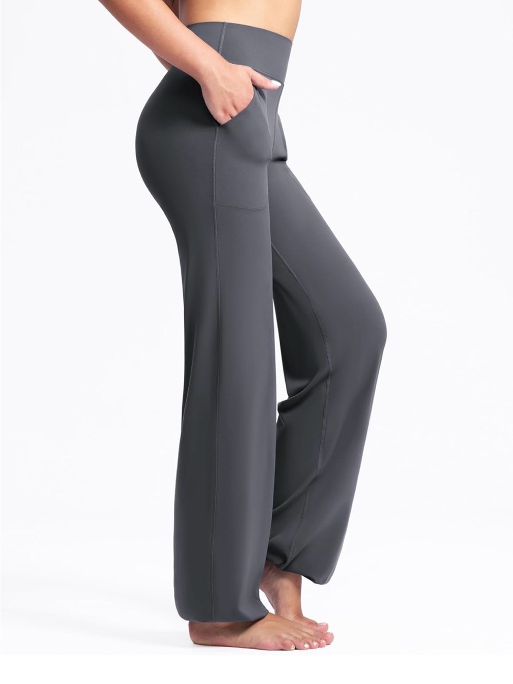 NWT XS Poshdivah Elastic Leg High-Waist Yoga Pants in Dark Gray